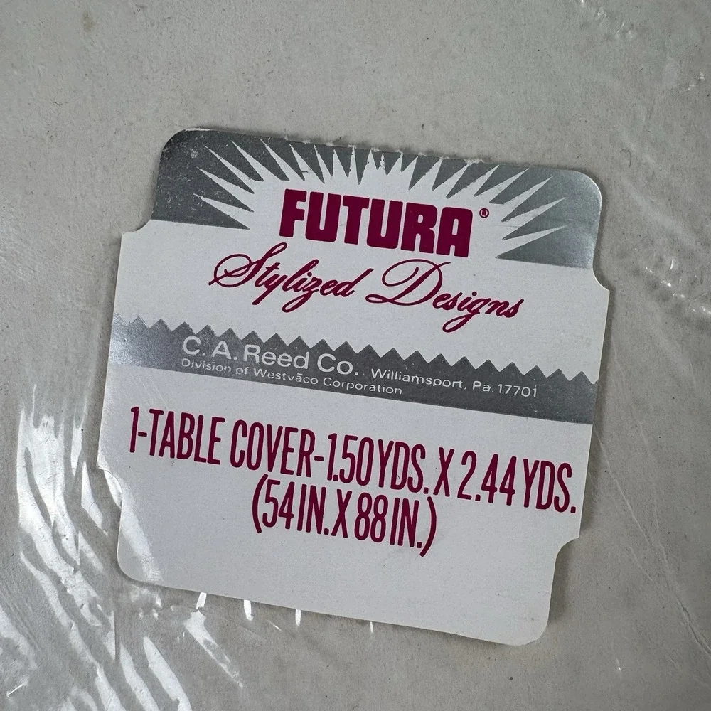 Vintage 70s Futura Floral Paper Table Cover 54x88 Red Geranium NOS Rectangle